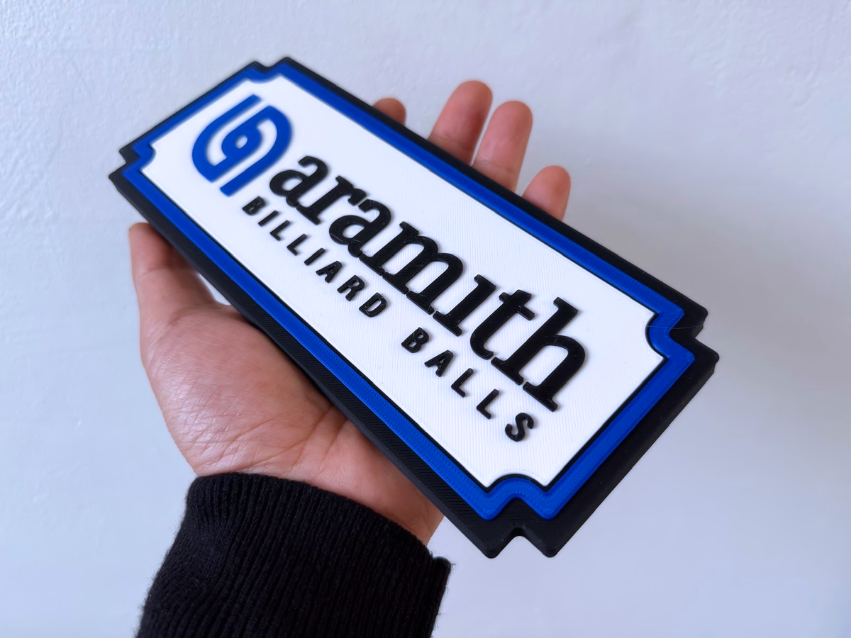 Aramith Billiard Balls Inspired Pool & Snooker Wall Plaque, Matte Black Milky White & Blue, 22cm