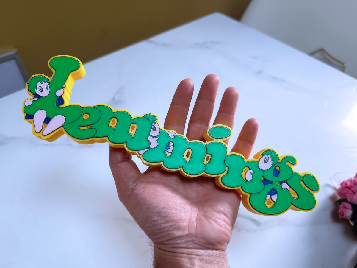 Lemmings Retro Game Freestanding Plaque, Green & Yellow, 29cm