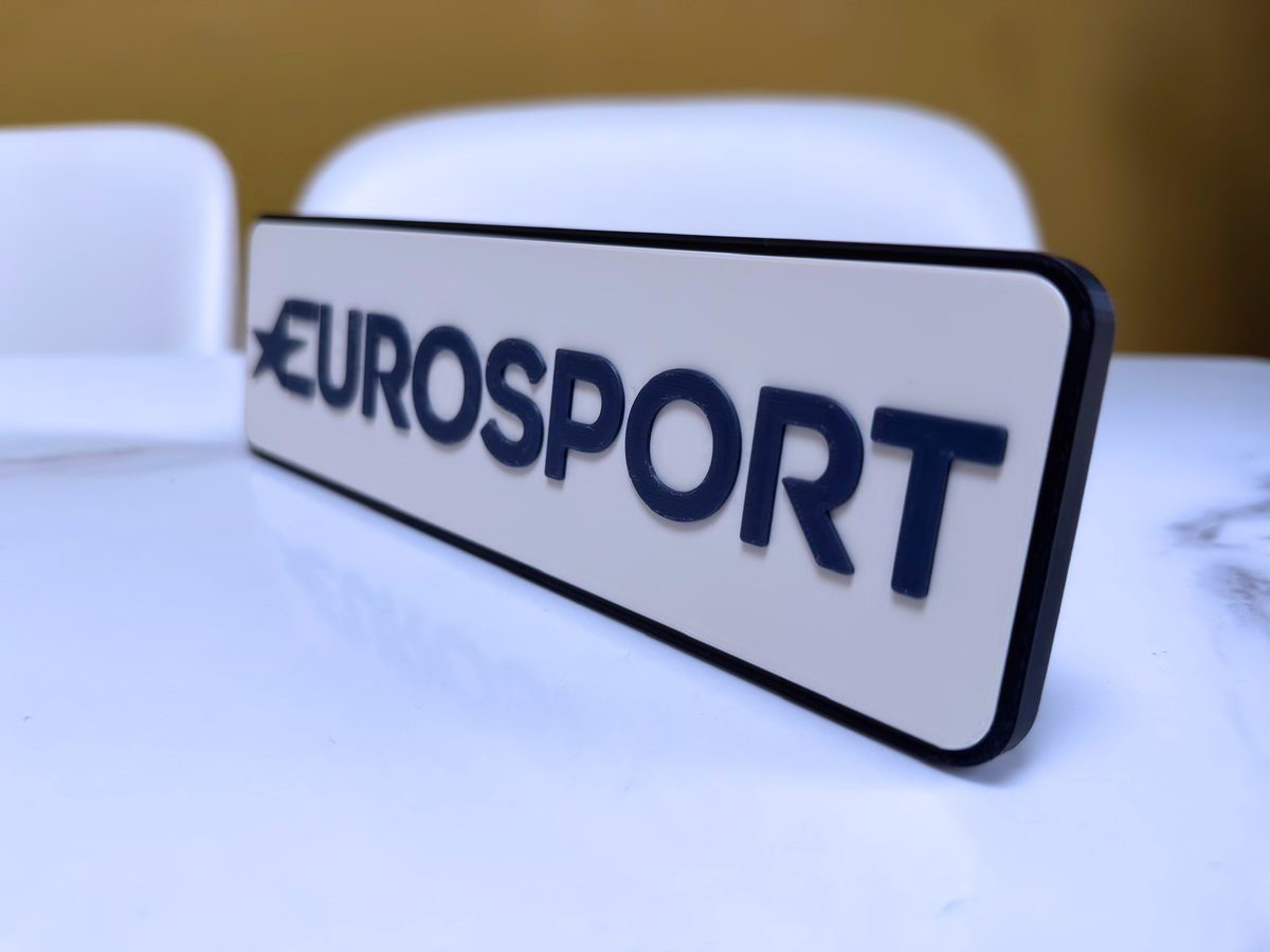 Eurosport Inspired Sports TV Wall Plaque, Matte Black, White & Navy Blue, 24cm