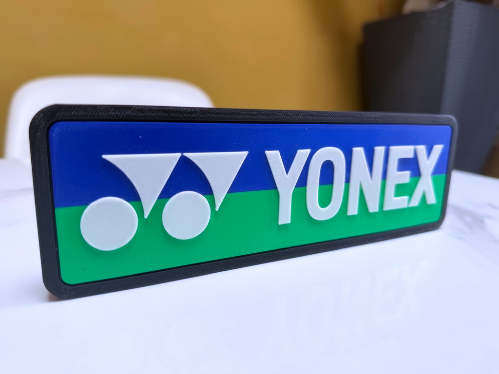 Yonex Inspired Tennis Wall Plaque, Black White Blue & Green, 22cm