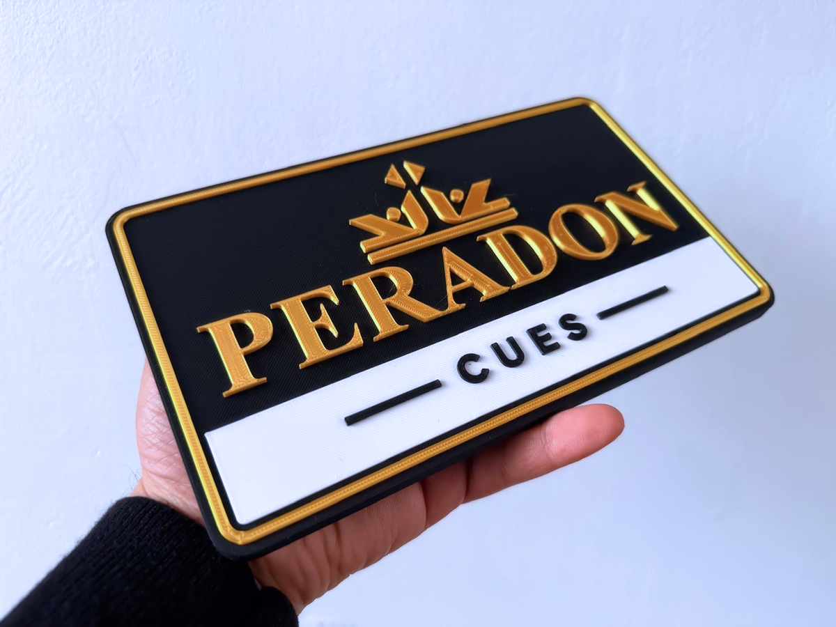 Peradon Cues Inspired Snooker Wall Plaque, Black White & Gold, 22cm