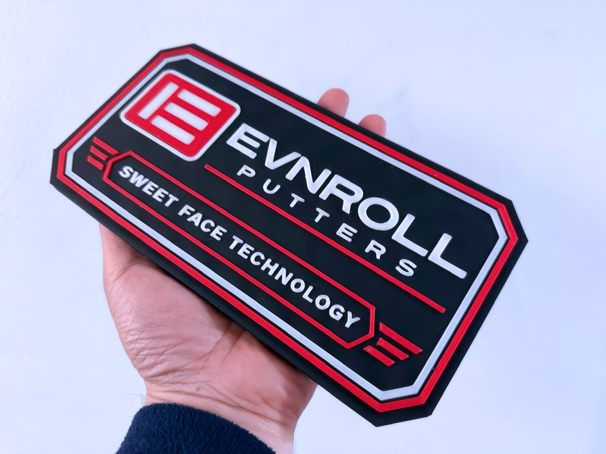 Evnroll Inspired Golf Wall Plaque, Red Black & Bone White, 22cm