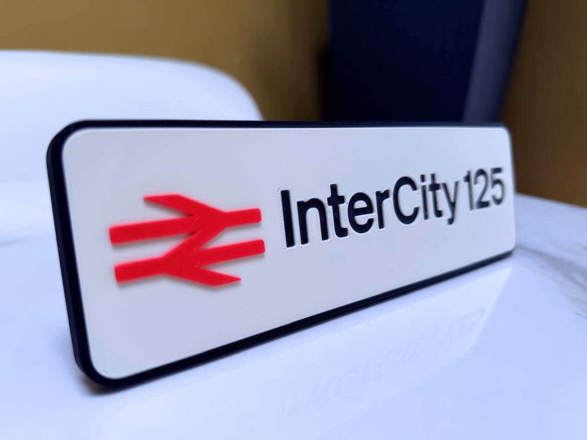 InterCity 125 Inspired Railway Wall Plaque, Matte Black, White & Red, 22cm