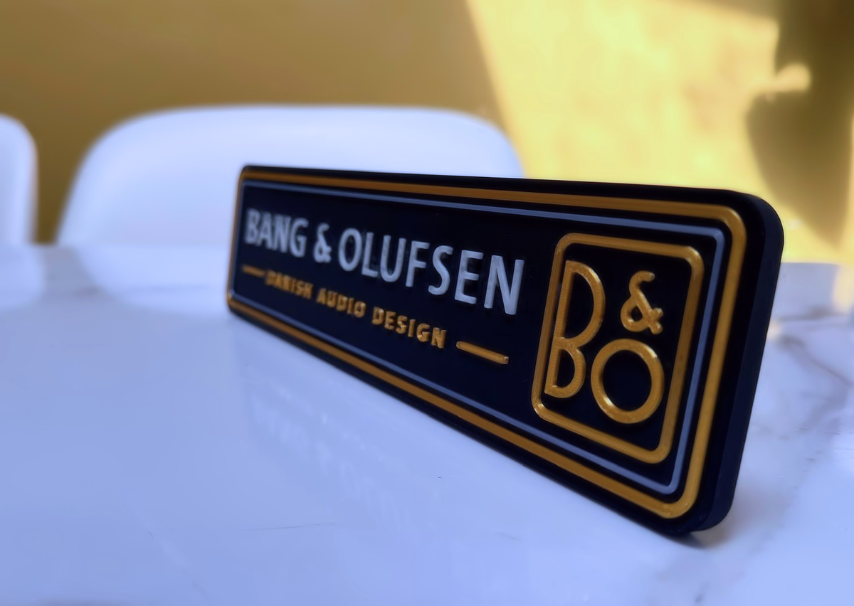 Bang & Olufsen Hi-Fi Wall Plaque, Black & Gold, 26cm