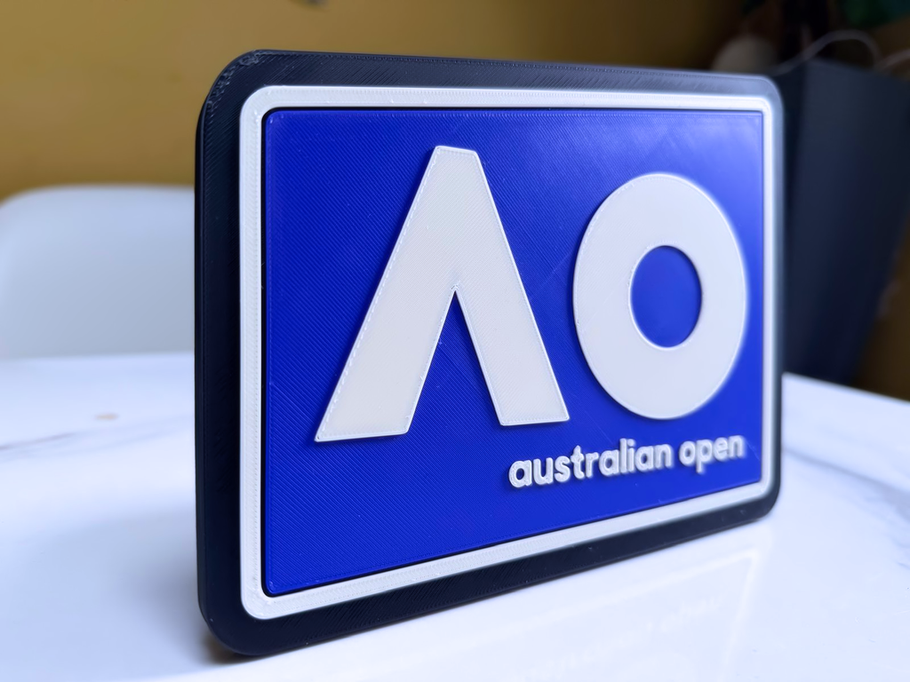 Australian Open AO Inspired Tennis Wall Plaque, Blue Black & White, 18cm