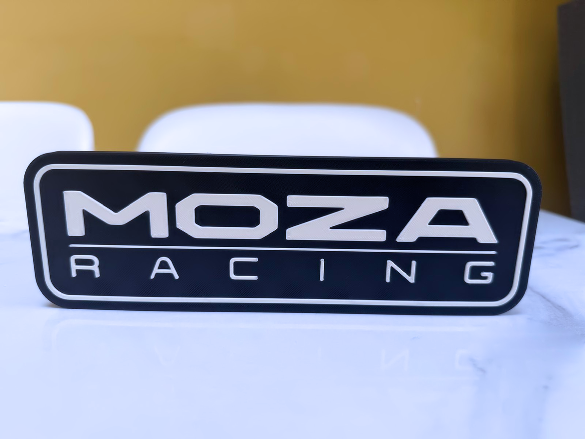 MOZA Racing Inspired Sim Racing Wall Plaque, Matte Black & White, 22cm