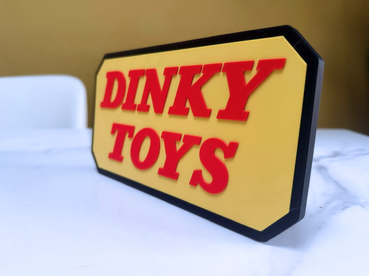 Dinky Toys Inspired Diecast Model Car Wall Plaque, Matte Black, Sunshine Yellow & Cherry Red, 22cm