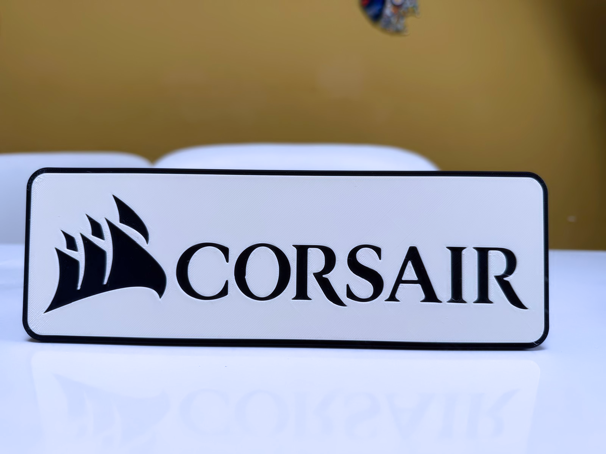 Corsair Inspired PC Gaming Wall Plaque, Matte Black & White, 24cm