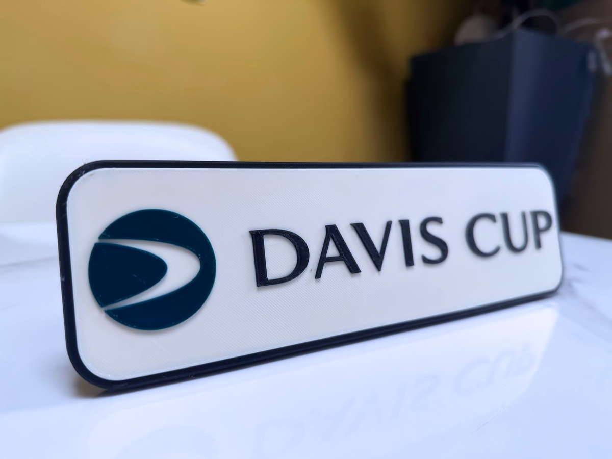 Davis Cup Inspired Tennis Wall Plaque, Black White & Dark Green, 20cm