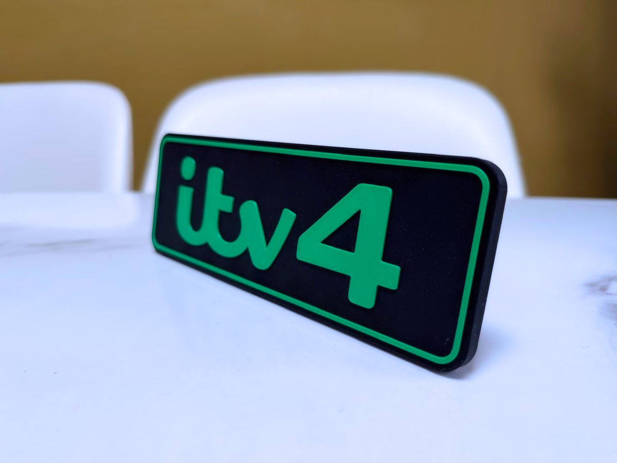 ITV4 Inspired Sports TV Wall Plaque, Matte Black & Green, 20cm
