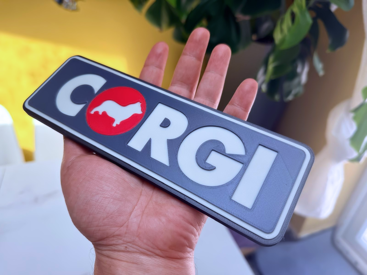 Corgi Toys Inspired Diecast Model Car Wall Plaque, Matte Black, Navy Blue, White & Red, 22cm
