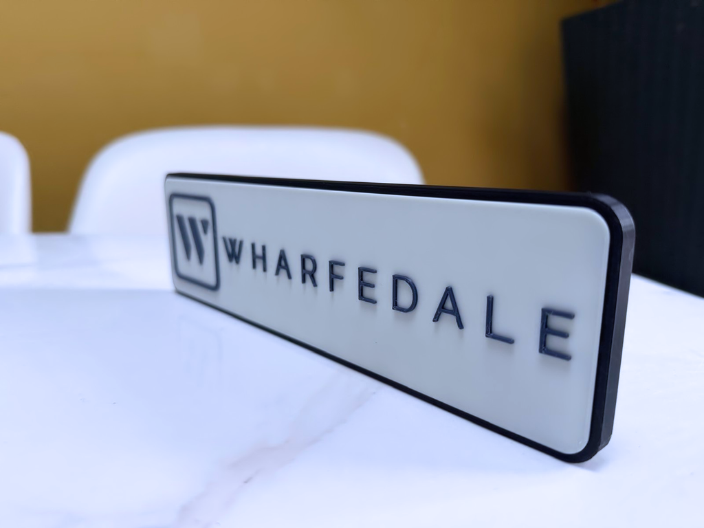 Wharfedale Inspired Hi-Fi Speaker Wall Plaque, Matte Black, White & Navy Blue, 25cm