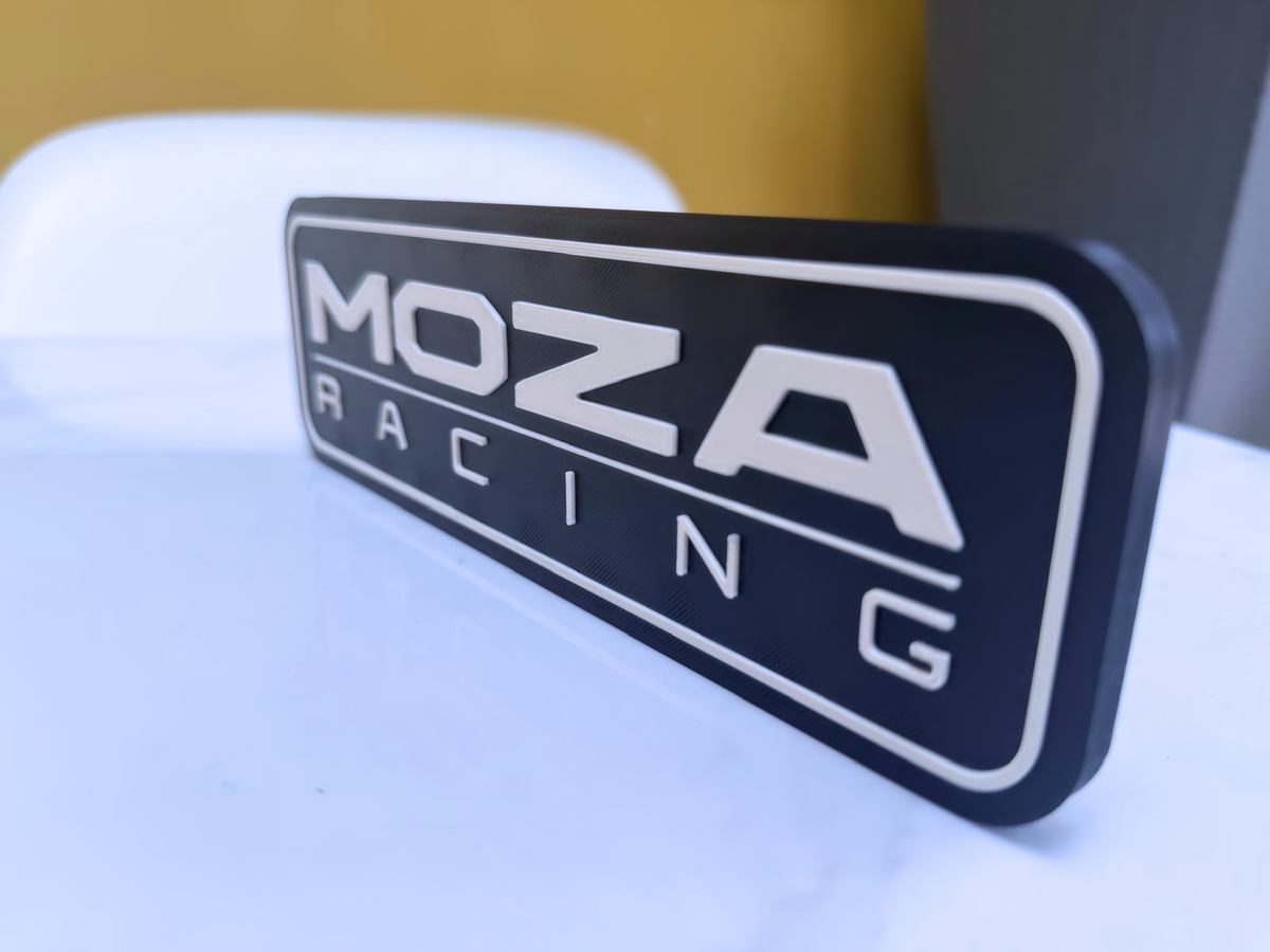 MOZA Racing Inspired Sim Racing Wall Plaque, Matte Black & White, 22cm