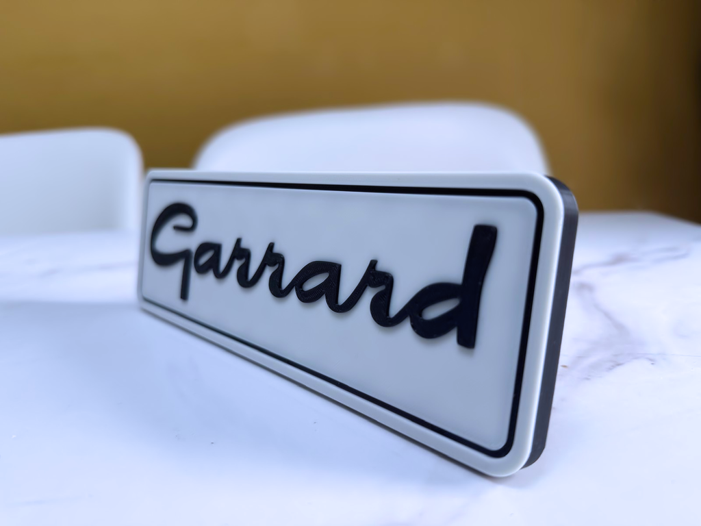 Garrard Inspired Turntable & Hi-Fi Wall Plaque, Matte Black & White, 22cm