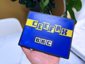 BBC Ceefax Inspired Wall Plaque, Blue Black & Yellow, 18cm