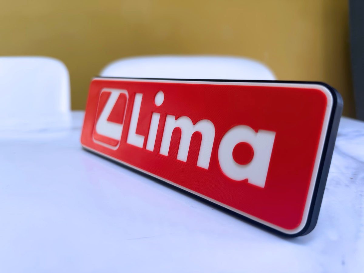 Lima Model Railways Inspired Wall Plaque, Matte Black, White & Red, 22cm