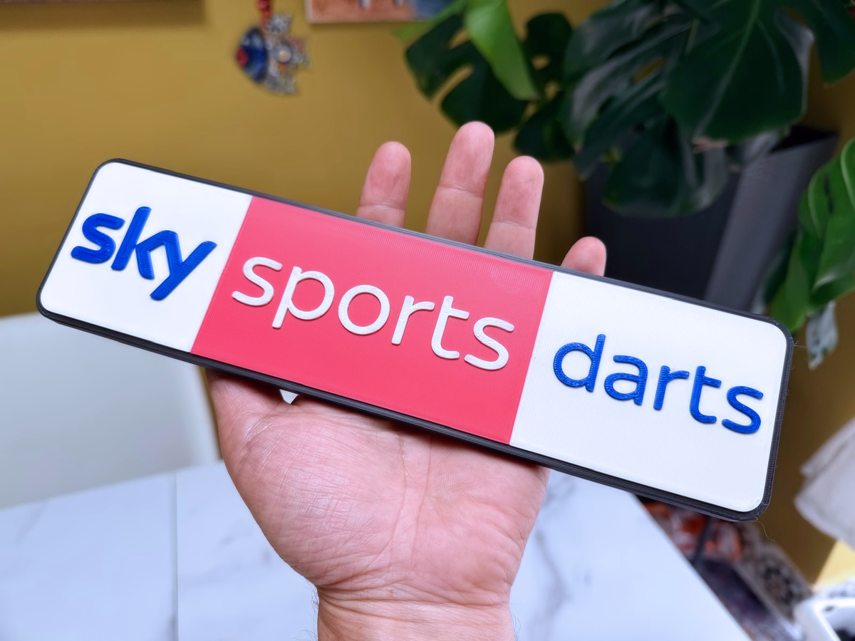 Sky Sports Darts Inspired Wall Plaque, Matte Black, White, Red & Blue, 27cm