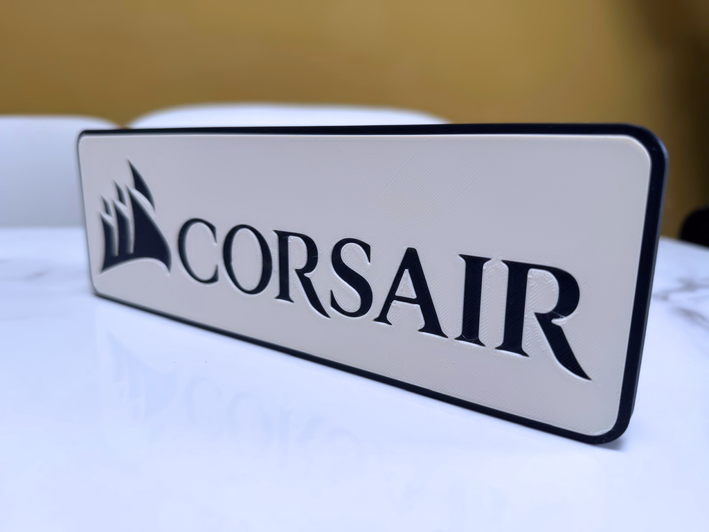 Corsair Inspired PC Gaming Wall Plaque, Matte Black & White, 24cm