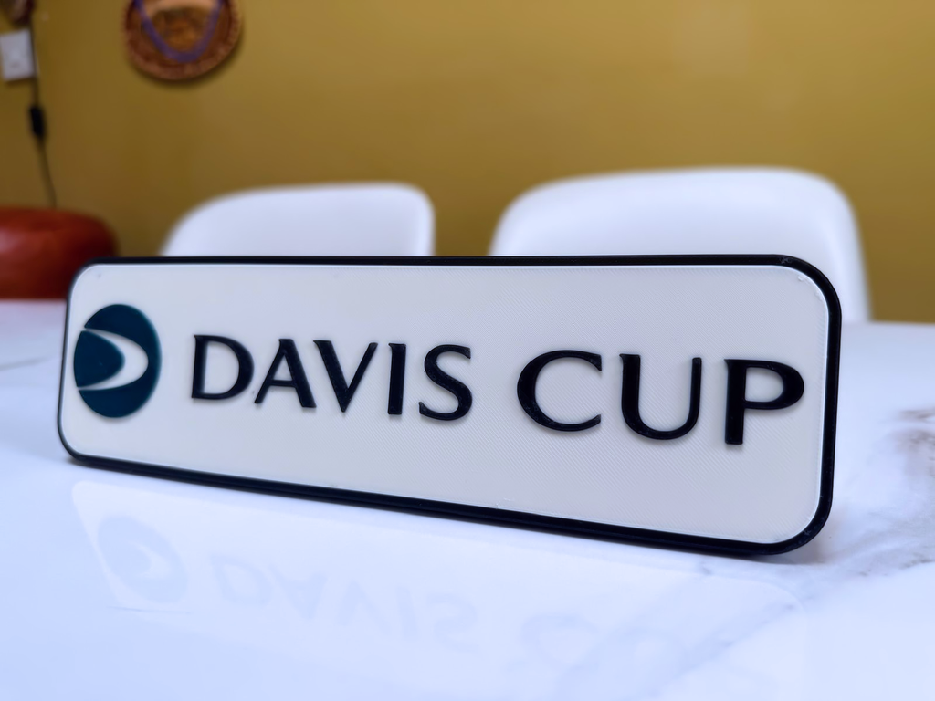 Davis Cup Inspired Tennis Wall Plaque, Black White & Dark Green, 20cm