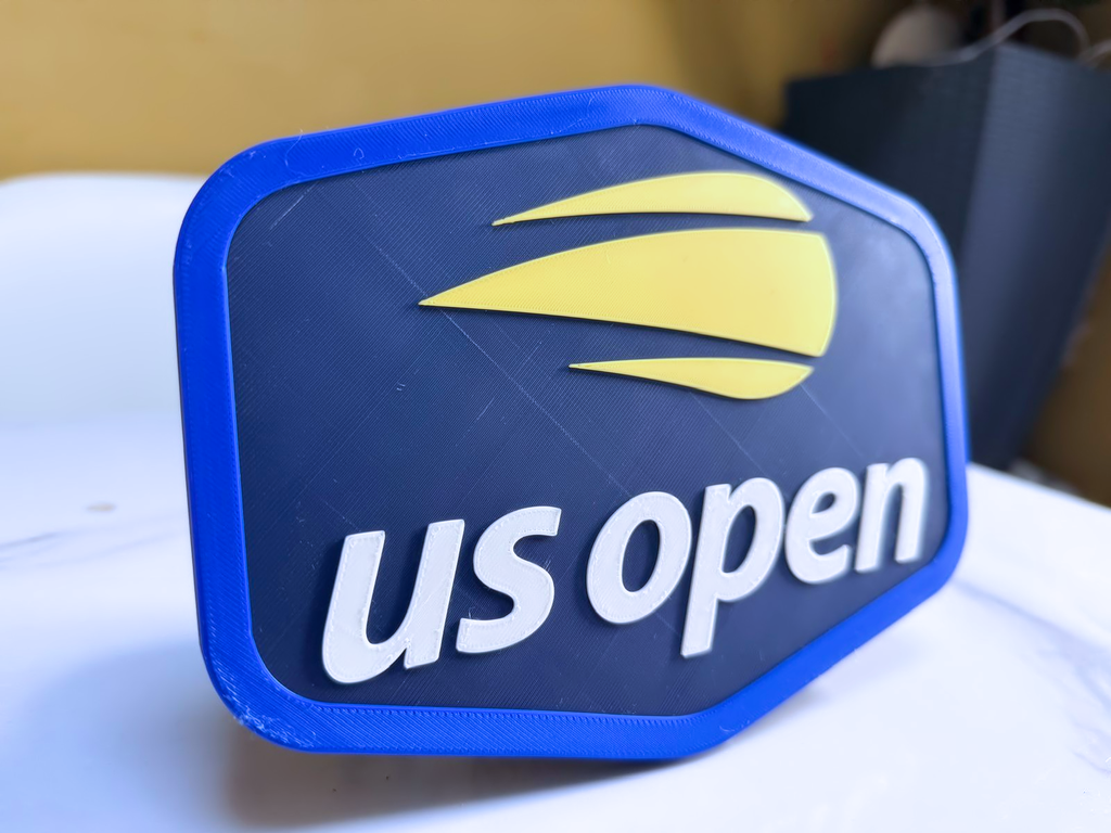 US Open Inspired Tennis Wall Plaque, Navy Blue Yellow & White, 19cm