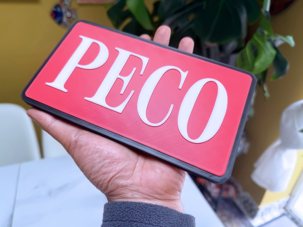 PECO Inspired Model Railway Wall Plaque, Red, Matte Black & White, 20cm