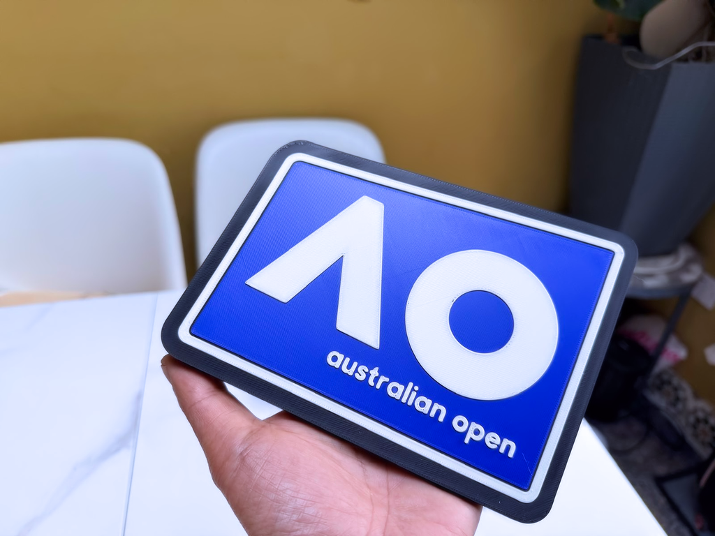 Australian Open AO Inspired Tennis Wall Plaque, Blue Black & White, 18cm