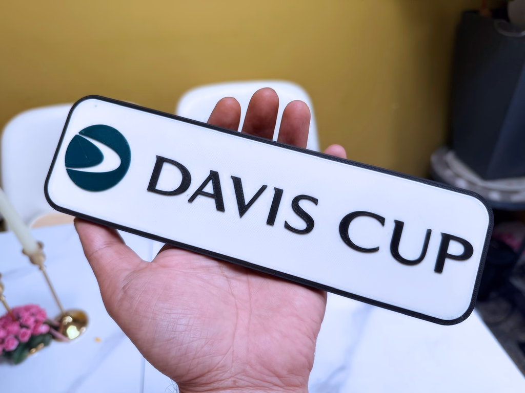 Davis Cup Inspired Tennis Wall Plaque, Black White & Dark Green, 20cm
