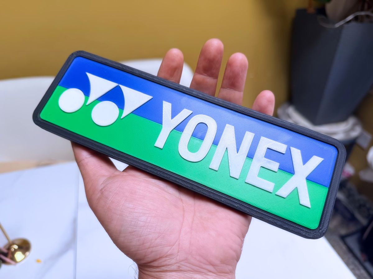 Yonex Inspired Tennis Wall Plaque, Black White Blue & Green, 22cm