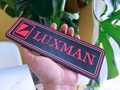 Luxman Inspired Hi-Fi Wall Plaque, Matte Black, White & Red, 23cm