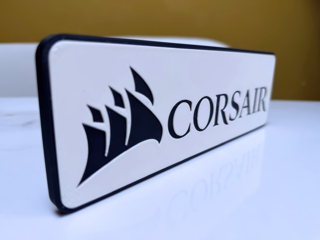 Corsair Inspired PC Gaming Wall Plaque, Matte Black & White, 24cm