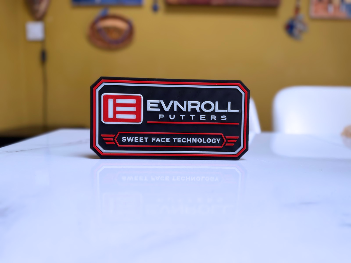 Evnroll Inspired Golf Wall Plaque, Red Black & Bone White, 22cm