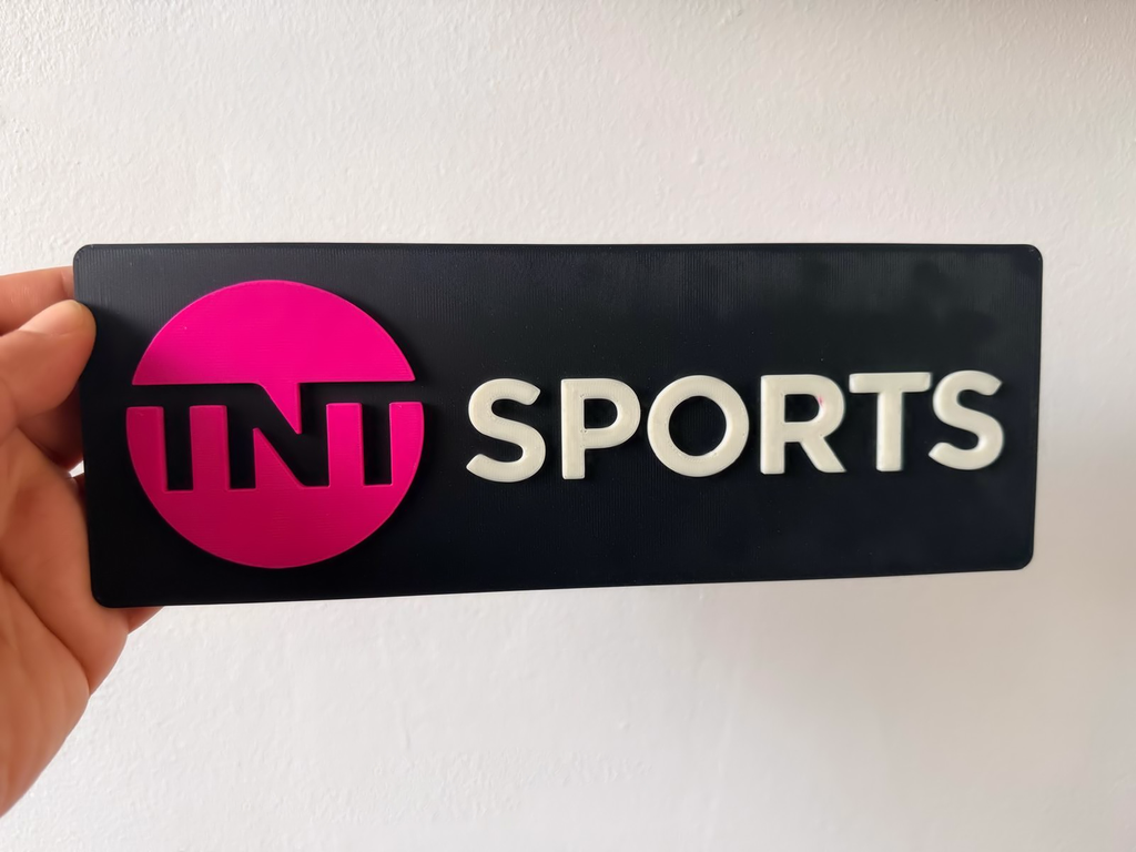 TNT Sports Inspired Wall Plaque, Magenta Black & White, 25cm