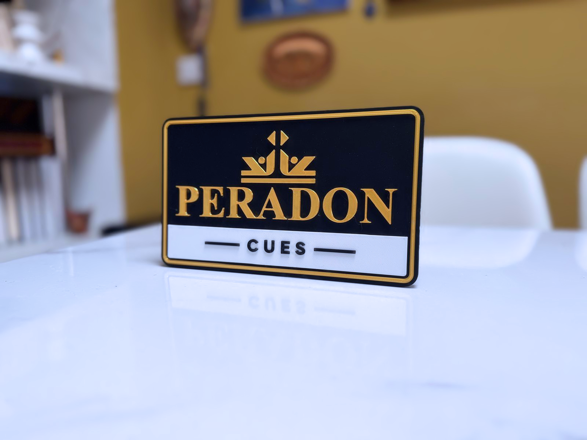 Peradon Cues Inspired Snooker Wall Plaque, Black White & Gold, 22cm
