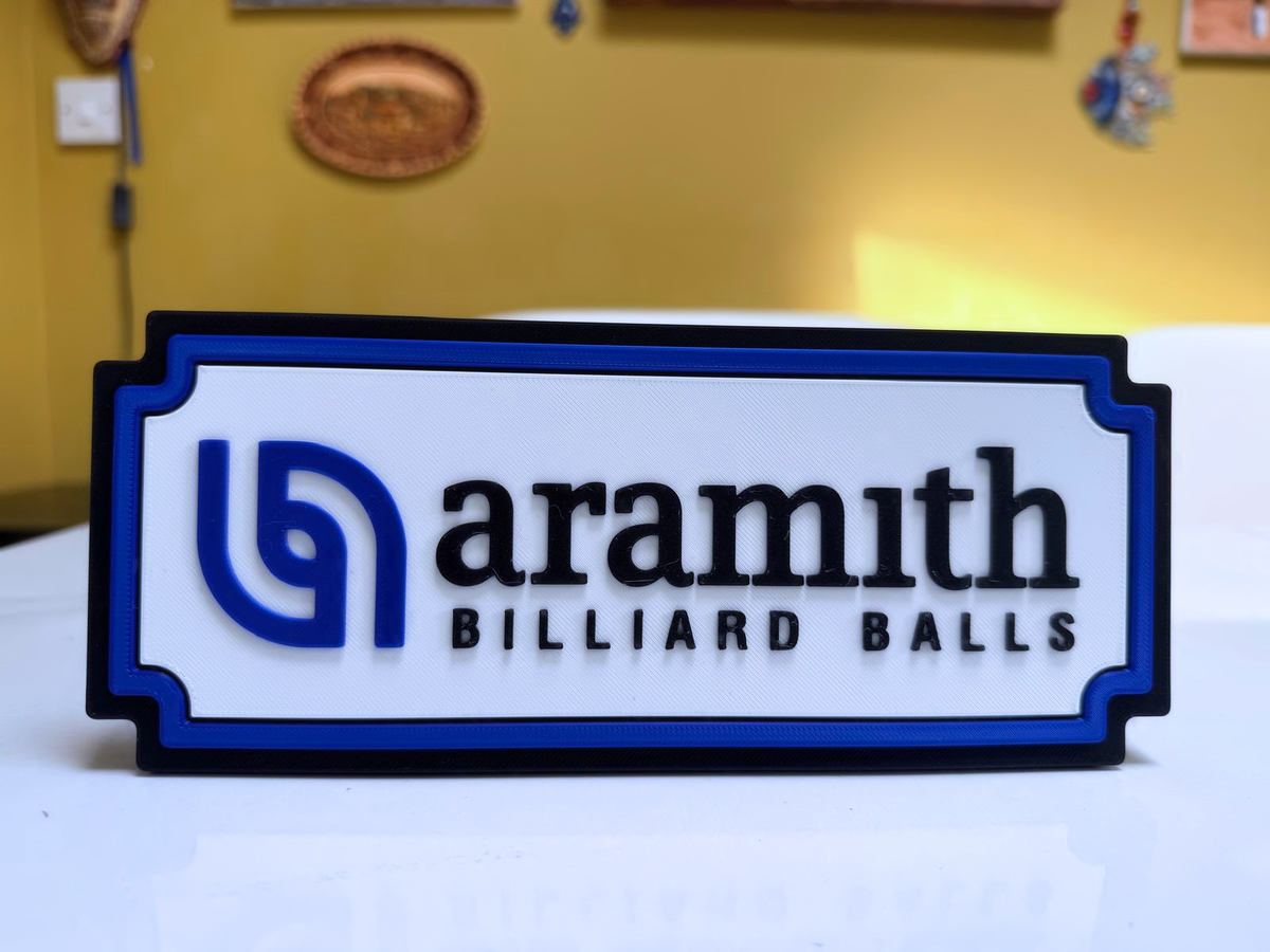 Aramith Billiard Balls Inspired Pool & Snooker Wall Plaque, Matte Black Milky White & Blue, 22cm
