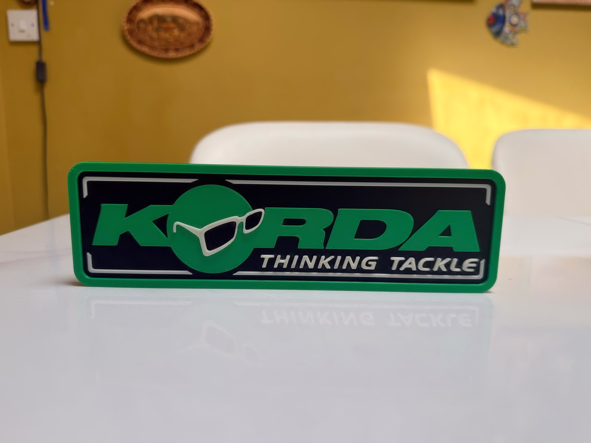 Korda Thinking Tackle Inspired Fishing Display Plaque, Green Black & White, 24cm