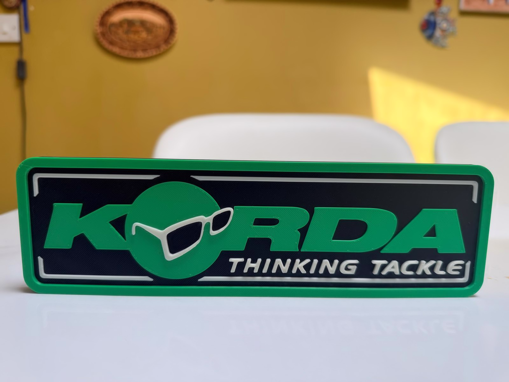Korda Thinking Tackle Inspired Fishing Display Plaque, Green Black & White, 24cm