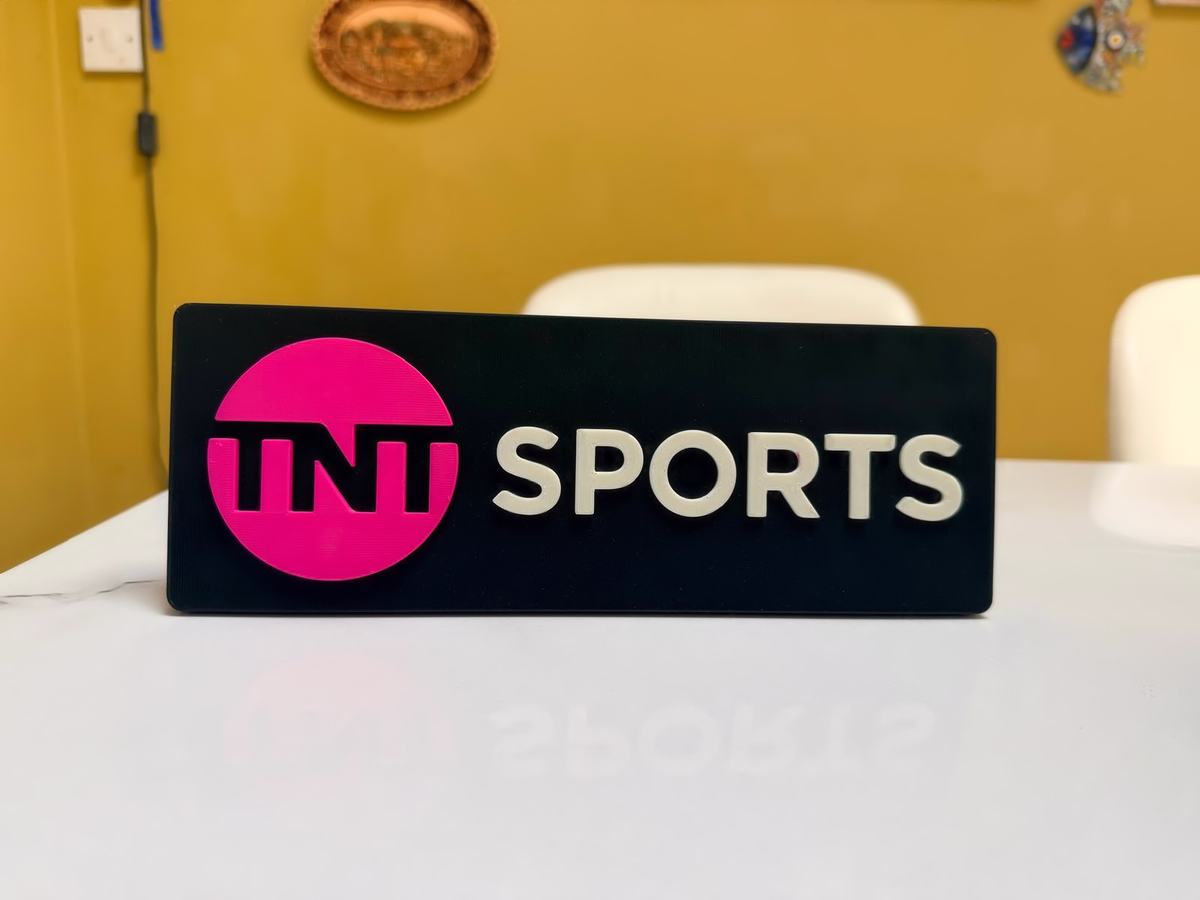 TNT Sports Inspired Wall Plaque, Magenta Black & White, 25cm