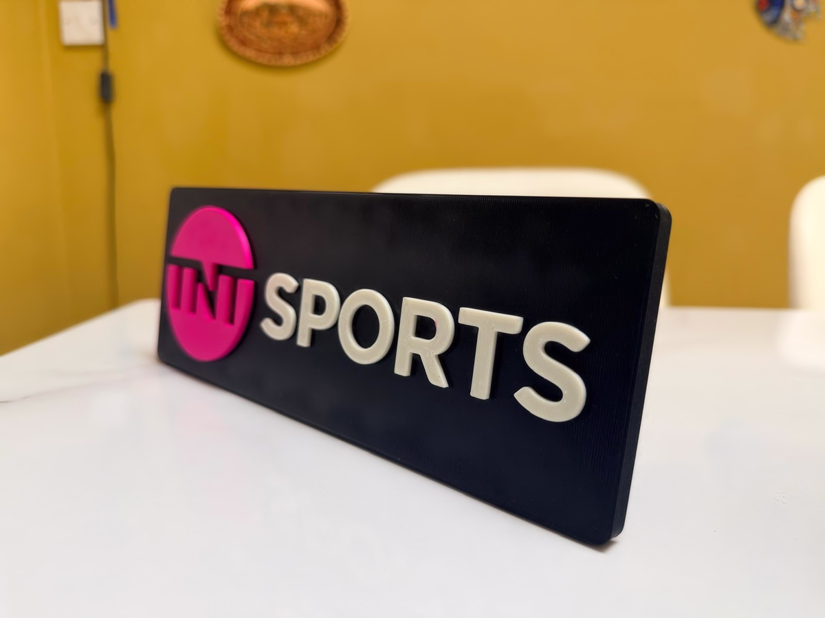 TNT Sports Inspired Wall Plaque, Magenta Black & White, 25cm