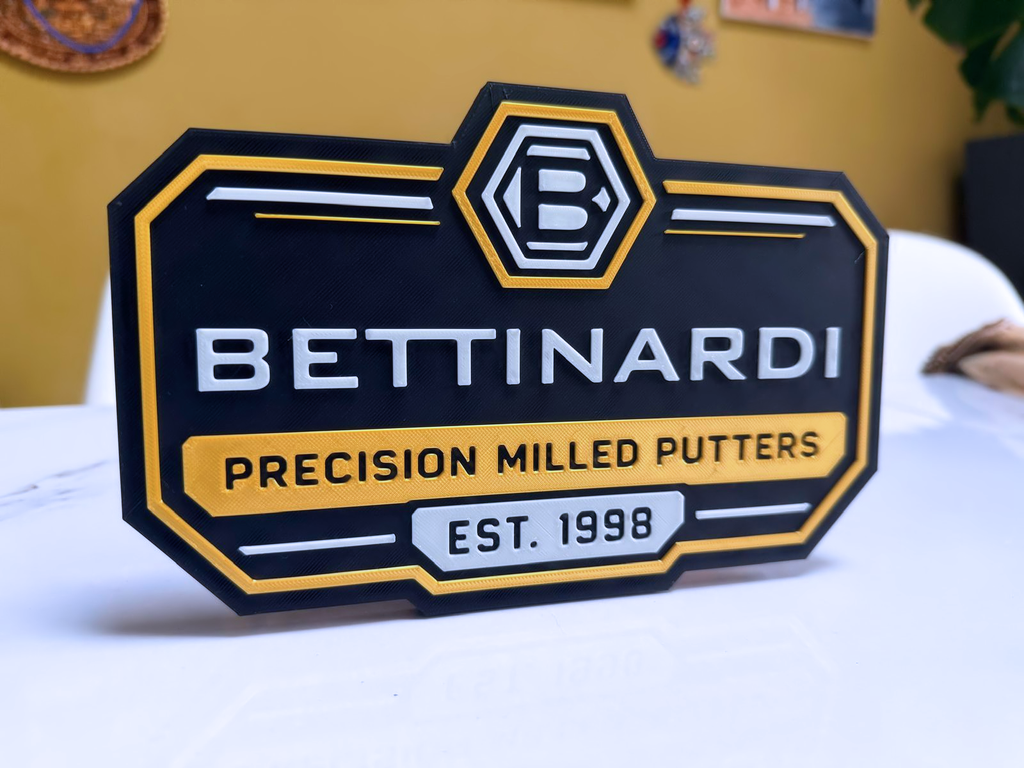 Bettinardi Putters Inspired Golf Wall Plaque, Black Gold & White, 22cm