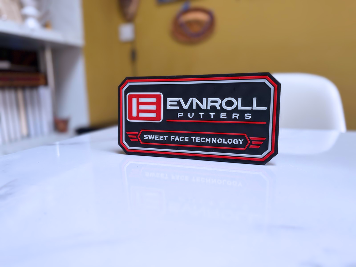 Evnroll Inspired Golf Wall Plaque, Red Black & Bone White, 22cm