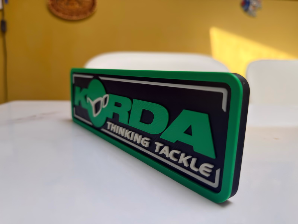 Korda Thinking Tackle Inspired Fishing Display Plaque, Green Black & White, 24cm