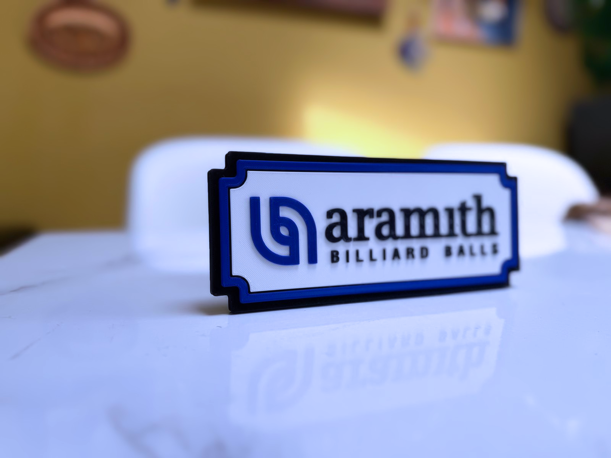 Aramith Billiard Balls Inspired Pool & Snooker Wall Plaque, Matte Black Milky White & Blue, 22cm