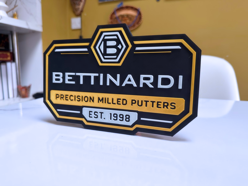 Bettinardi Putters Inspired Golf Wall Plaque, Black Gold & White, 22cm
