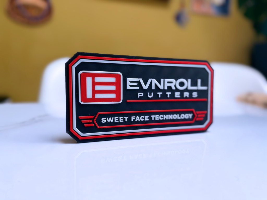 Evnroll Inspired Golf Wall Plaque, Red Black & Bone White, 22cm