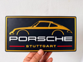 Porsche Inspired Stuttgart Wall Plaque, Black Gold & Red, 24cm