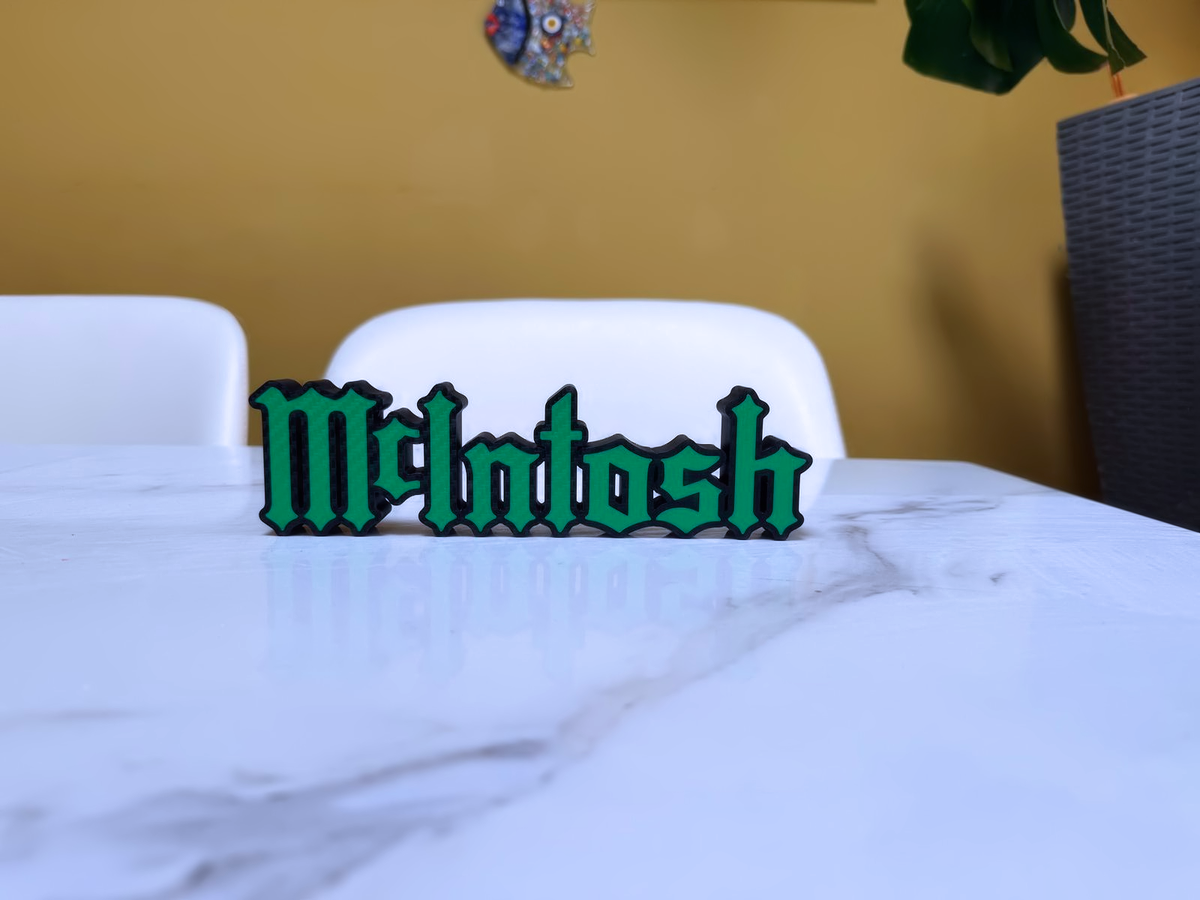 McIntosh Inspired Free Standing Hi-Fi Display Plaque, Matte Black & Green, 22cm