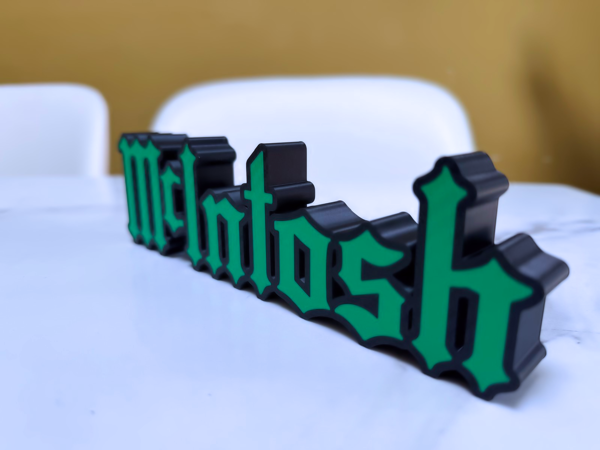 McIntosh Inspired Free Standing Hi-Fi Display Plaque, Matte Black & Green, 22cm