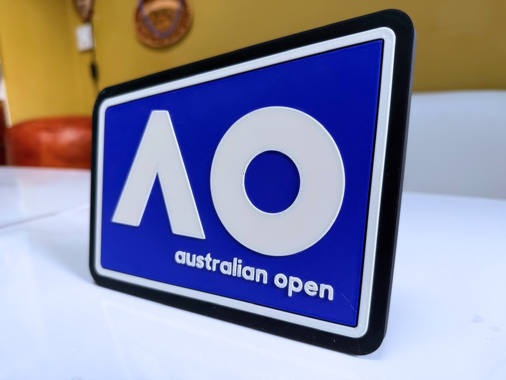 Australian Open AO Inspired Tennis Wall Plaque, Blue Black & White, 18cm