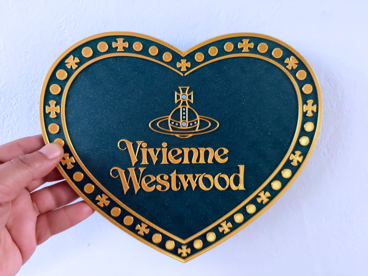 Vivienne Westwood Inspired Heart Wall Plaque, Green & Gold, 19cm