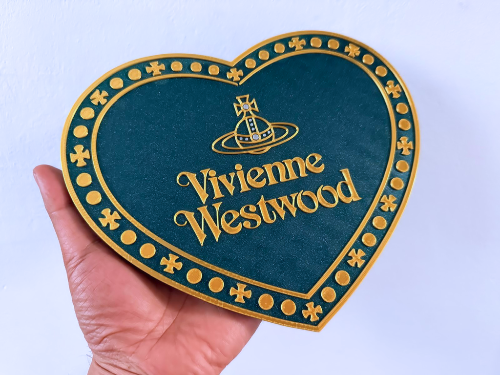 Vivienne Westwood Inspired Heart Wall Plaque, Green & Gold, 19cm